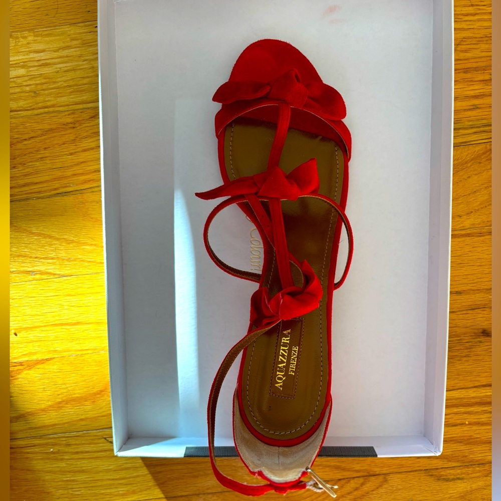 Aquazurra shoes, 100% leather, red Swede size 40.5